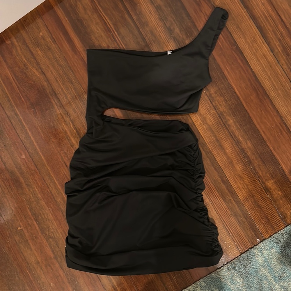 One Shoulder Mini Dress with Cutout